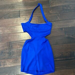 Superdown Royal Blue, Halter Mini Dress With Open Back. Size Large